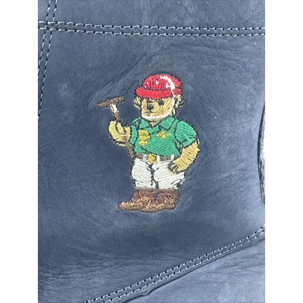 Polo Ralph Lauren Boys Size 2.5 Navy Leather Polo Mallet Bear Ranger Hi II